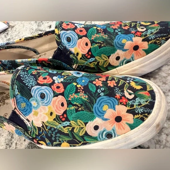 RIFLE PAPER Co. ๐บ KEDS -Sneakers / SlipOns , Blue, Green & Pink Floral Design - Picture 5 of 9